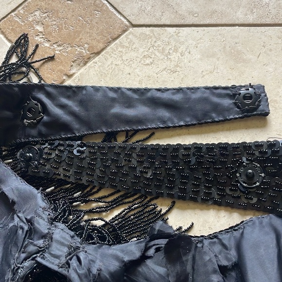 Black Silver Beaded Sequin Belly Oriental Dance Costume Black Green Satin Skirts - Picture 15 of 16